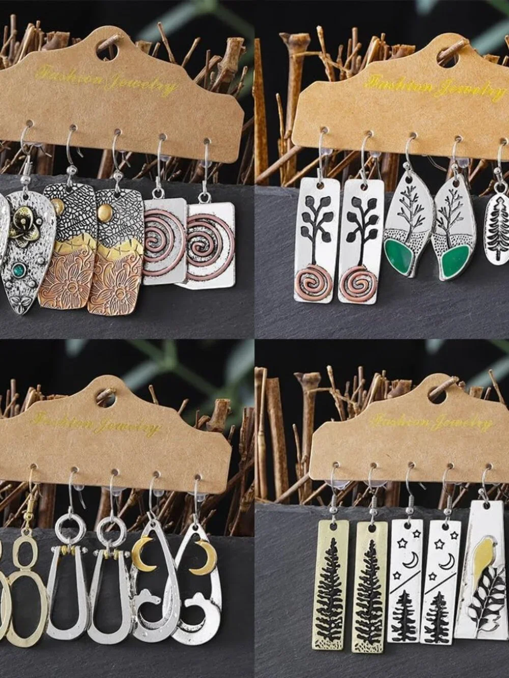 12 Pairs Western Earrings Jewelry for Women Vintage Boho Earrings Oval Turquoise